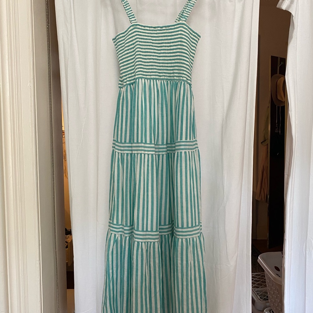 NWT Marine Layer Green and White Striped Maxi Dress